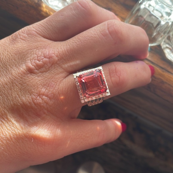 9.99CT Emerald Cut Color Changing Diaspore Sterlingg Silver Ring - Picture 5 of 8